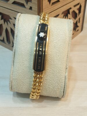 بريسلت معدن رجالى دهبى فى أسود