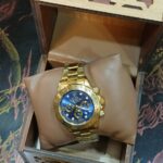 ساعة رجالى روليكس معدن دهبى مينا زرقاء