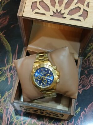 ساعة رجالى روليكس معدن دهبى مينا زرقاء