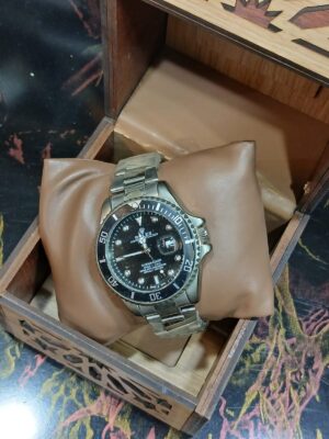 ساعة معدن رجالى رولكس قفل أوريجينال مينا سودة أستيك سيلفر